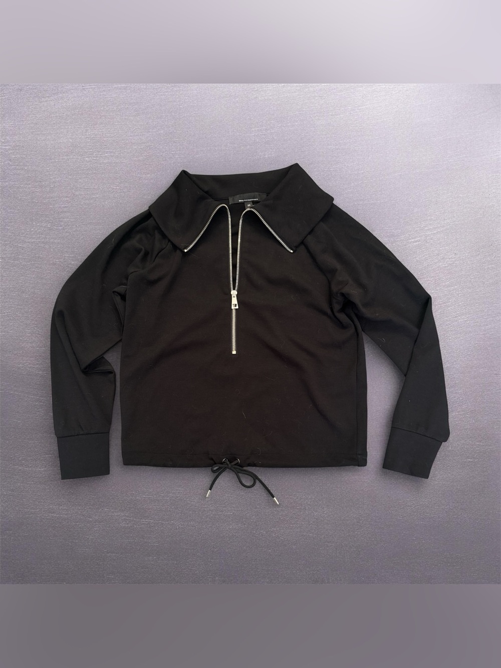 White House Black Market Black Zip-Neck Pullover